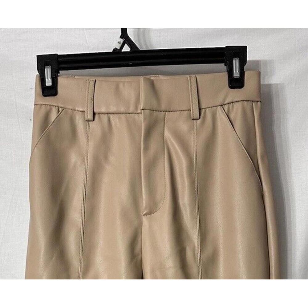 NWT Line and Dot Womens Vegan Faux Leather Beige Pants Slacks Trousers Size S - Picture 2 of 11